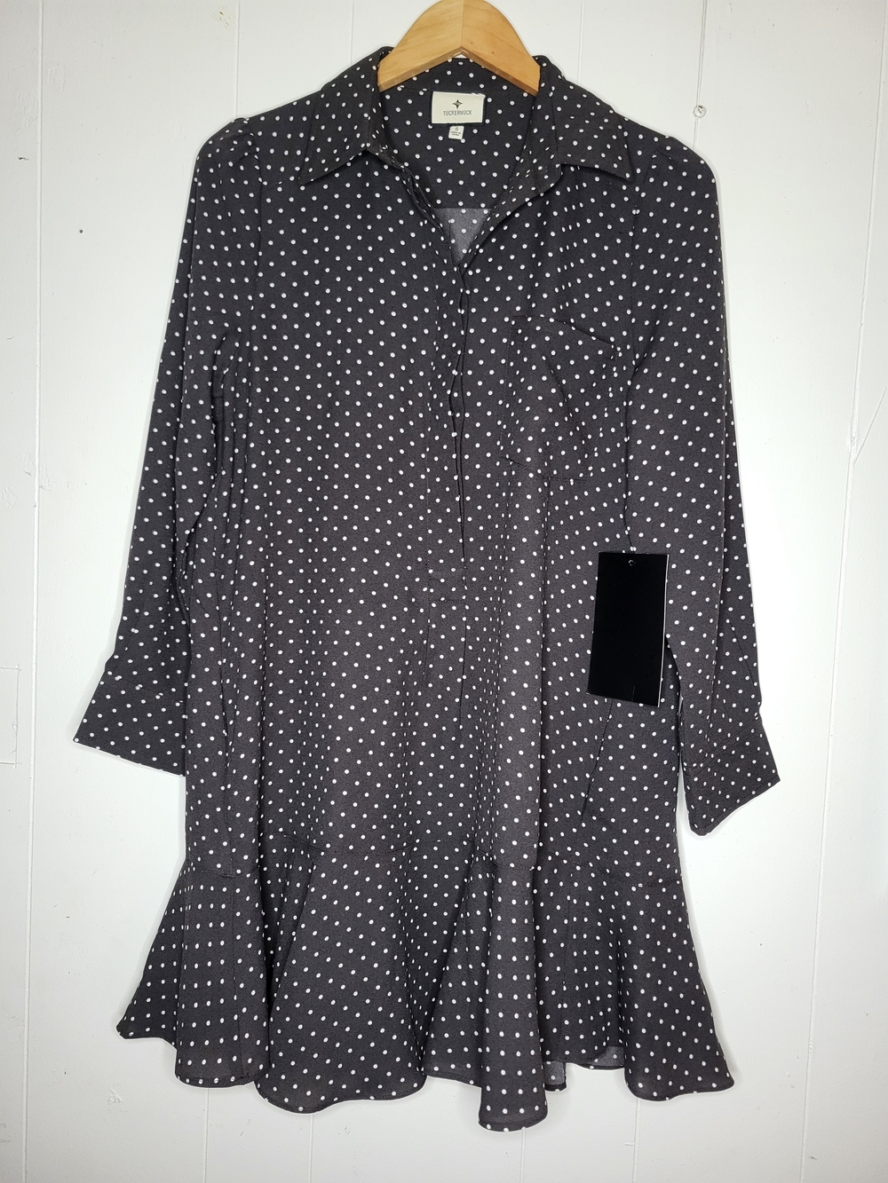 Tuckernuck Black Dress with White Polka Dots